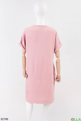Женское розовое платье со стразами