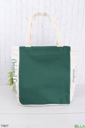Жіноча біло-зелена сумка з написом