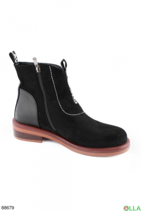 Women's black low heel boots