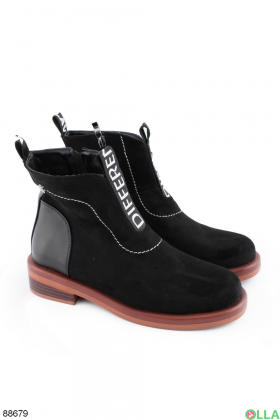 Women's black low heel boots