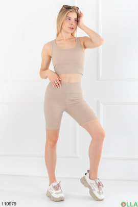 Women's beige top and shorts set