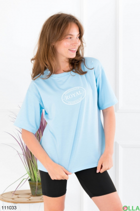 Women's blue printed oversized T-shirt