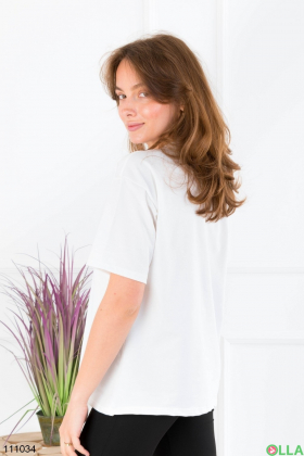 Женская белая футболка оверсайз с принтом