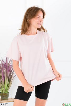 Женская светло-розовая футболка батал