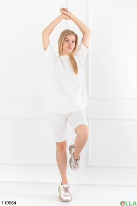 Women's white t-shirt and shorts set
