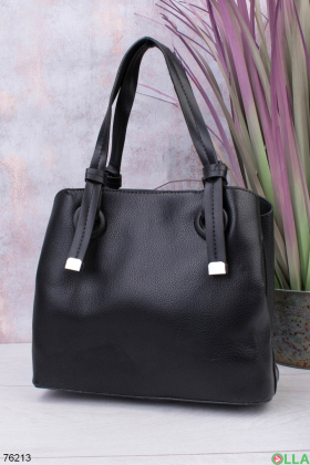 Жіноча чорна сумка з еко-шкіри
