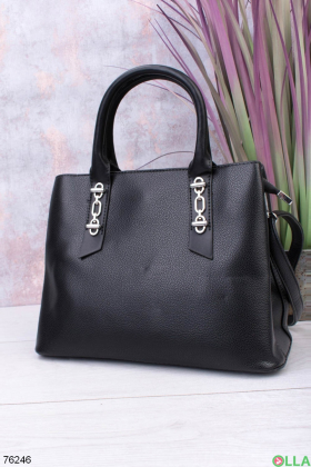 Женская черная сумка из эко-кожи
