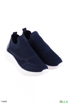 Women's dark blue textile sneakers
