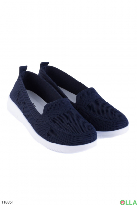 Женские темно-синие кроссовки из текстиля