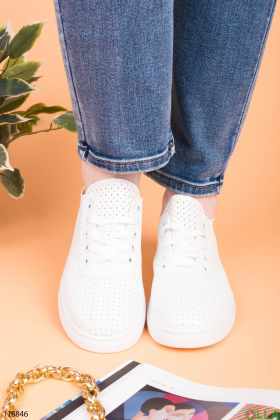 Women's white eco-leather sneakers