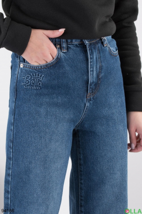 Женские синие джинсы-клеш