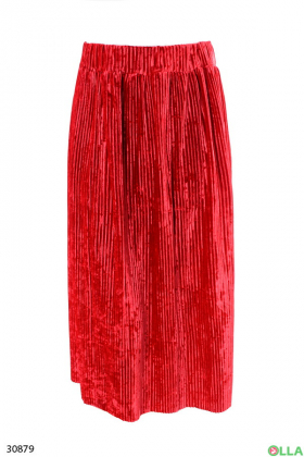 Женская красная юбка из велюра