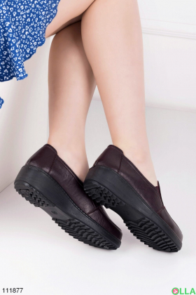 Women's burgundy shoes made of eco-leather