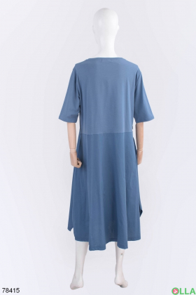 Женское синее платье с надписью
