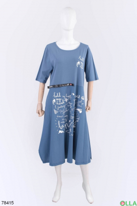 Жіноча синя сукня з написом