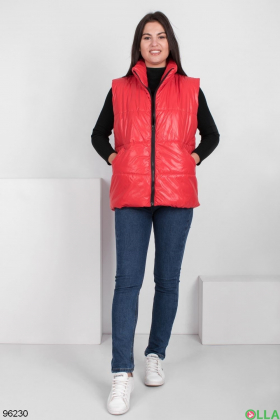Women's red vest without a hood