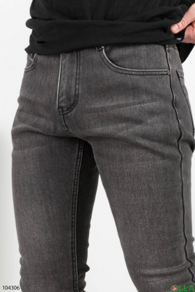 Мужские серые джинсы на флисе