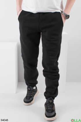 Чоловічі чорні спортивні штани на флісі