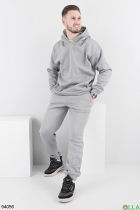 Мужской светло-серый спортивный костюм на флисе