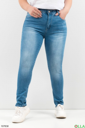 Женские голубые классические джинсы батал