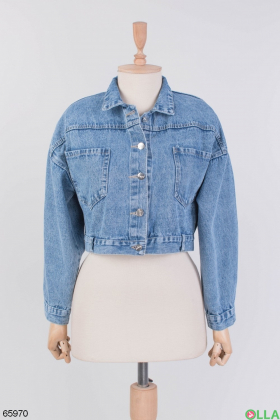 Жіноча джинсова куртка з принтом на спині