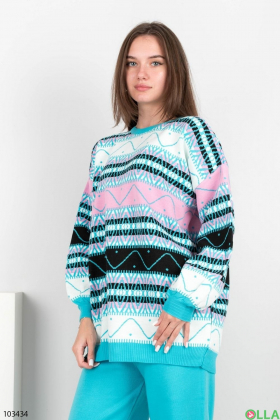 Women's winter multi-colored knitted suit
