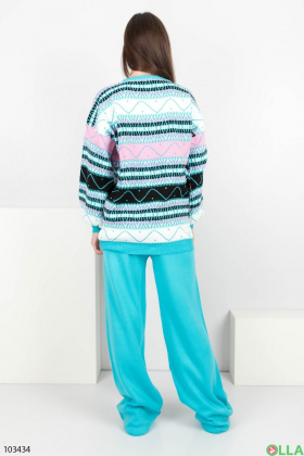 Women's winter multi-colored knitted suit