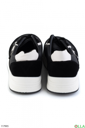 Жіночі чорно-білі кросівки на шнурівці
