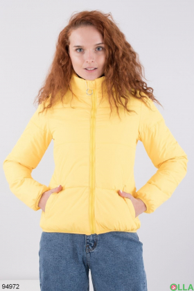 Женская желтая куртка без капюшона
