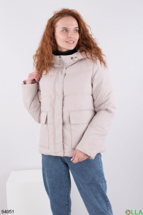Женская светло-бежевая куртка с капюшоном