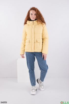 Women's yellow jacket with a hood