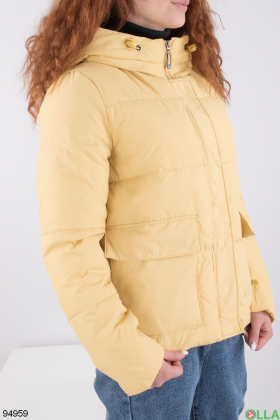 Жіноча жовта куртка з капюшоном