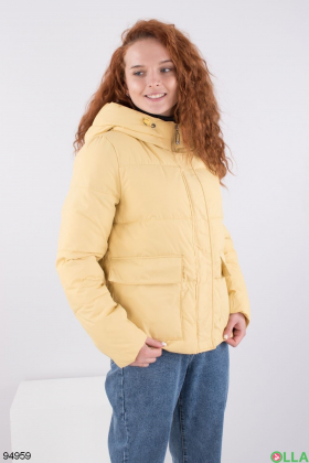 Жіноча жовта куртка з капюшоном