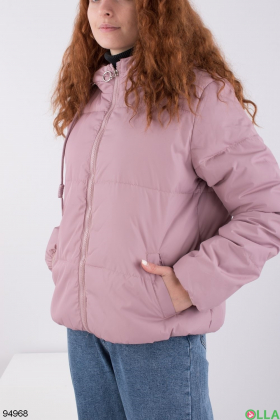 Жіноча рожева куртка з капюшоном