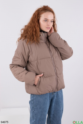 Жіноча коричнева куртка з капюшоном