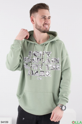 Men's turquoise hoodie with slogans