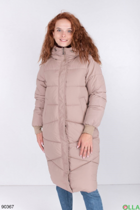 Женская бежевая зимняя куртка