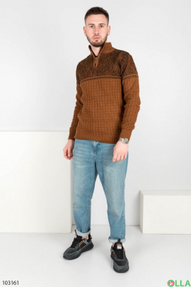 Чоловічий коричневий светр на блискавці
