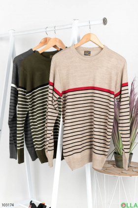 Men's beige sweater with stripes