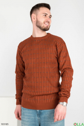 Чоловічий теракотовий светр у рубчик