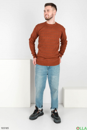 Чоловічий теракотовий светр у рубчик