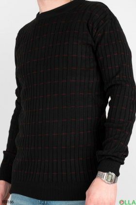 Чоловічий чорний светр у рубчик