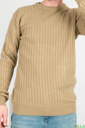Чоловічий бежевий светр у рубчик