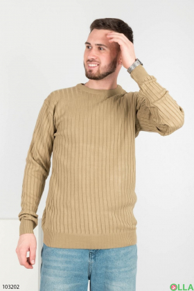 Чоловічий бежевий светр у рубчик