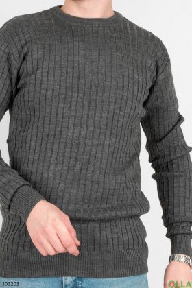 Чоловічий темно-сірий светр у рубчик