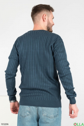 Чоловічий синій светр у рубчик