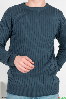 Мужской синий свитер в рубчик