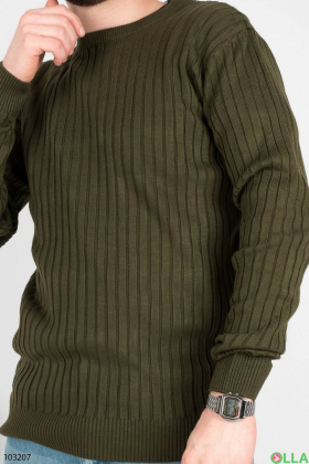 Чоловічий зелений светр у рубчик