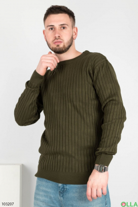 Чоловічий зелений светр у рубчик