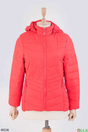 Women's red jacket with a hood